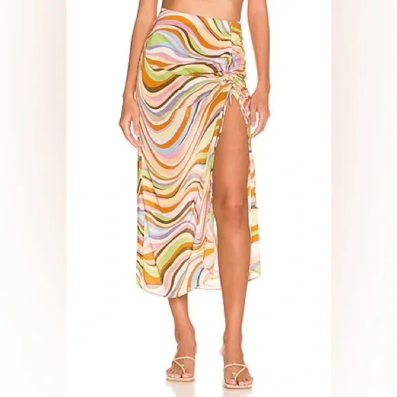 Palma Midi Skirt in Nova Multi Swirl by Song of Style REVOLVE Sz XS 🐚 - Picture 1 of 7